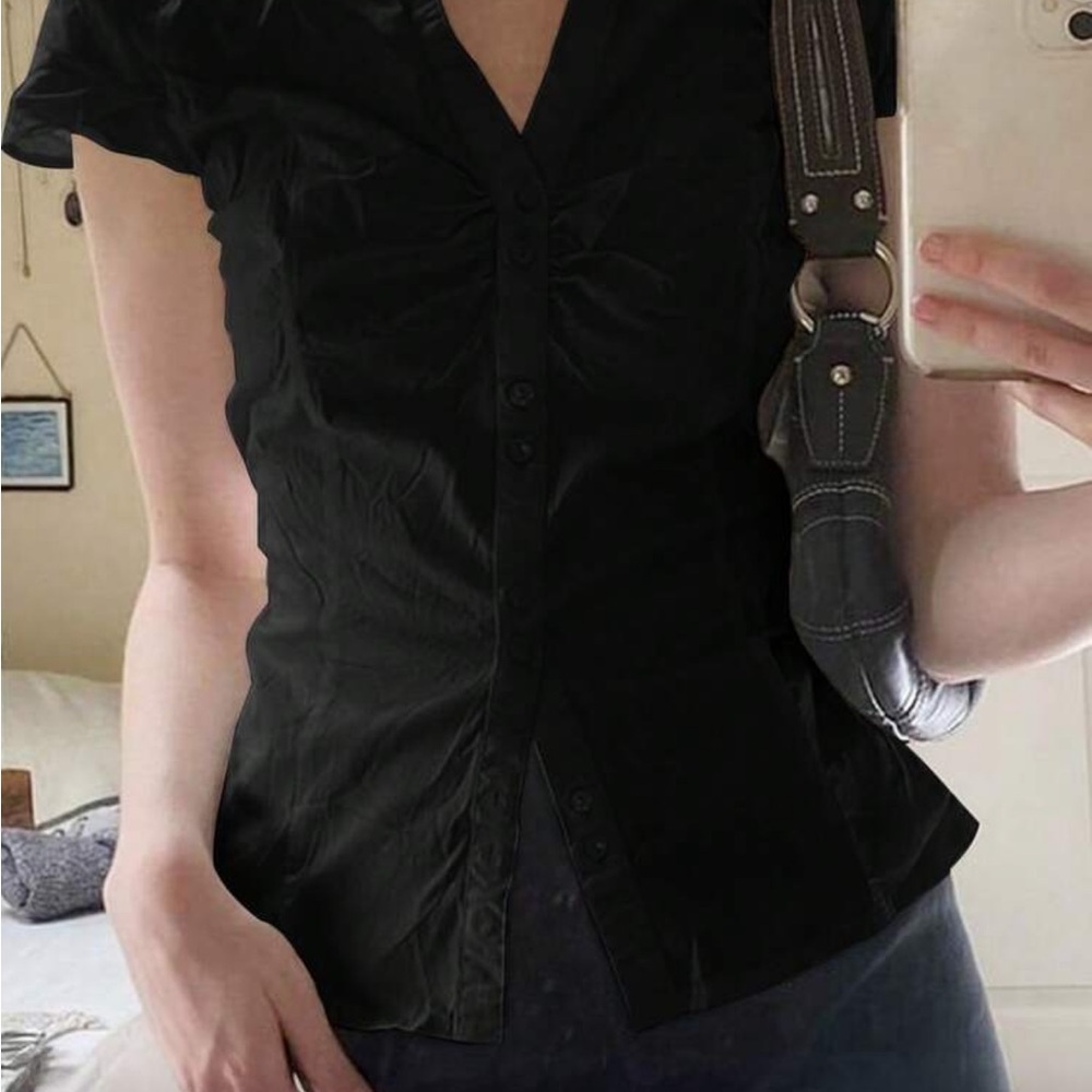Elegant Black Button-Up Women's Top